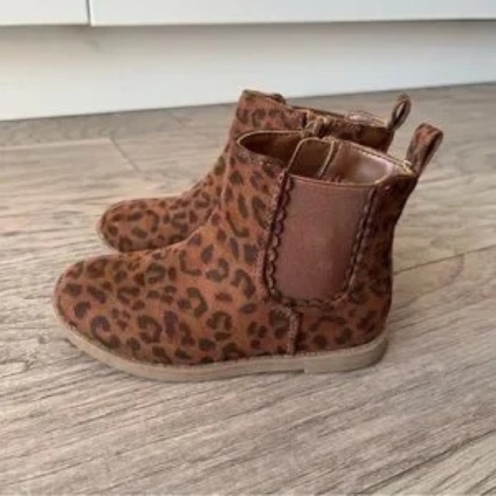 Kids Leopard Print Chelsea Boots - Brown